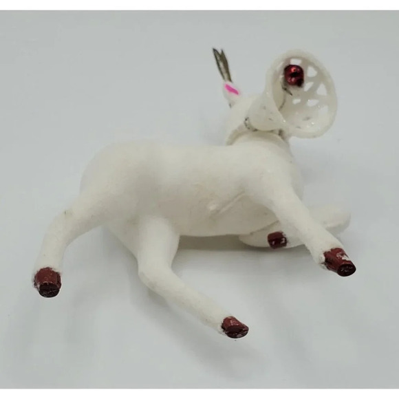 Vintage 2 Plastic White Flocked Chistmas Reindeer Large Bell JAPAN - Picture 5 of 9